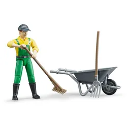 BRUDER bworld Landwirt mit Schubkarre