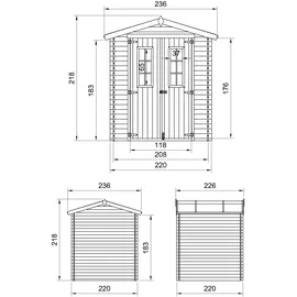 TIMBELA Gartenhaus M369C+M367G 2,36 x 2,26 m Beige