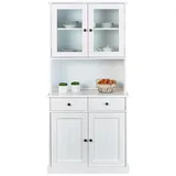 VCM ebuy24 Vitrine, Weiß, Holzwerkstoff, 90x191x45 cm, Küchen, Küchenmöbel, Buffetschränke