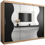 abiks möbel Schwebetürenschrank MADRYT 250 x 200 x 62 cm Schwarz