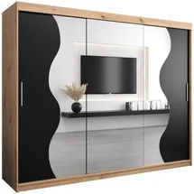 abiks möbel Schwebetürenschrank MADRYT 250 x 200 x 62 cm Schwarz