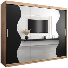 abiks möbel Schwebetürenschrank MADRYT 250 x 200 x 62 cm Schwarz