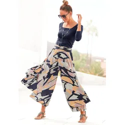 Hosenrock LASCANA, Damen, Gr. 36, bunt (bedruckt), Web, Obermaterial: 100% Polyester, bedruckt, modisch, figurumspielend knöchelfrei, Röcke, mit grafischem Alloverdruck, Culotte, extraweites Bein, Topseller