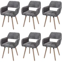 Mendler 6er-Set Esszimmerstuhl HWC-A50 II, Küchenstuhl Polsterstuhl, Holz Stoff/Textil