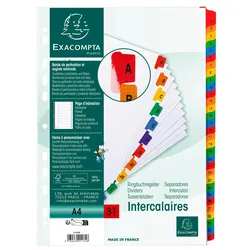 Exacompta 1131E 10x Register numerisch bedruckt, weißer Karton 160g/qm, 31 Taben, 1-31, DIN A4 - Weiß