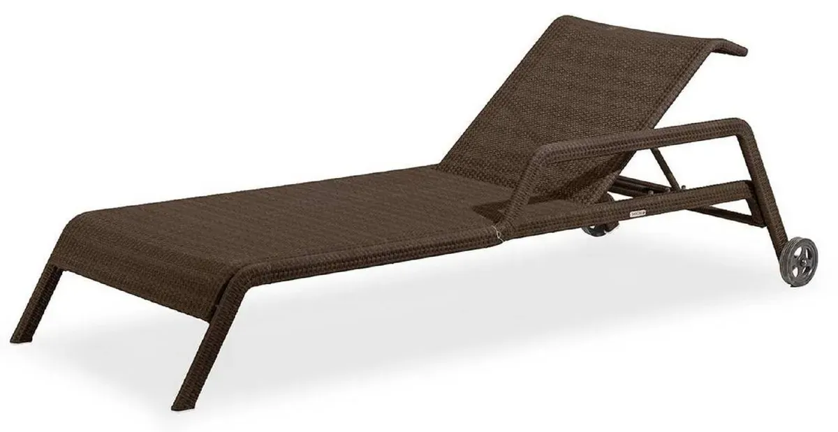 Casa Padrino Luxus Gartenliege Braun 224 x 75 x H. 51 cm - Handgewebte Wetterbeständige Liege - Moderne Poolliege - Garten Möbel - Hotel Möbel