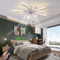 Becailyer Moderner Deckenventilator mit Beleuchtung, 52 W, dimmbarer, ferngesteuerter LED-Deckenventilator, Beleuchtung, 6-stufiger Windgeschwindigkeits-Elektroventilator für Schlafzimmer, Küche, Weiß