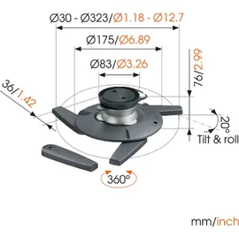 Vogel's Vogels EPC 6545 silber Projektor Deckenhalter 76mm