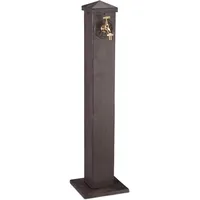 Relaxdays Wasserzapfsäule, eckig, antikes Design, mit Wasserhahn, 3/4 Zoll Anschluss, Garten Standbrunnen, 91 cm, braun, Metall, 22.5x91x22.5 Gartenzubehör, Gartendeko