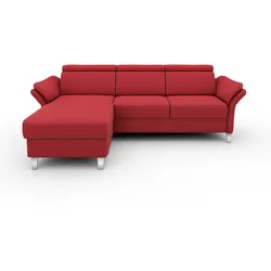 Ecksofa SIT & MORE "Vincenzo L-Form", rot, B:252cm H:84cm T:165cm, Sofas, inklusive Kopfteilverstellung, wahlweise mit Bettfunktion, Bettkasten