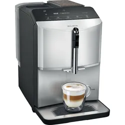 SIEMENS Kaffeevollautomat "EQ300 TF303E01, viele Kaffeespezialitäten, OneTouch-Funktion", silber (daylight silber), B:25,1cm H:38,3cm T:43,3cm, Kaffeevollautomaten, benutzerfreundliches Display, Keramikmahlwerk, daylight silber, Kaffeevollautomat