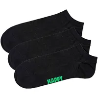 Happy Socks Unisex Socken 3er Pack - Solid Socks Low, Baumwollmischung, einfarbig Schwarz 41-46