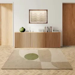 Kadima Design Wollteppich Handgetuftet  200x290cm, 1,2cm Florhöhe  Neutralen Erdtönen (Beige, Taupe, Grün)  Geometrisch Abstrakt  ELAN-Maas