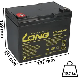 KungLong Ersatzakku für Trendmobil Uranus 4x 12V (48V) 36Ah Zyklenfest AGM
