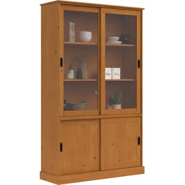 Home Affaire Vitrine »Schröder« mit 2+2 Schiebetüren, aus massivem Kiefernholz, Breite 114 cm