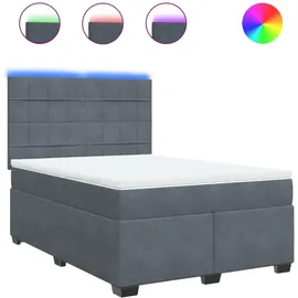 vidaXL Boxspringbett 140 x 200 cm Dunkelgrau
