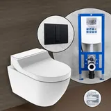 Geberit AquaClean Tuma Comfort Komplett-SET Dusch-WC mit neeos Vorwandelement,, 146290111+16791BM#SET, Comfort