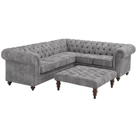 Home Affaire Chesterfield-Sofa »Chesterfield Ecksofa, auch in Leder L-Form«, hochwertige Knopfheftung, langer Schenkel links oder rechts wählbar grau