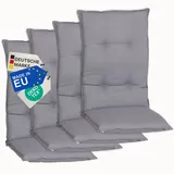 NYVI Hochlehnerauflage Hochlehner Auflagen 4er Set Barcelona - Gartenstuhlauflagen 118x50cm, (4 St), Stuhlauflage, Sitzauflage mit Halteband, UV-fest grau