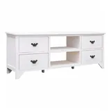 vidaXL TV-Schrank Antik-Weiß 108x30x40 cm Massivholz Paulownia
