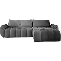 Ecksofa mit Schlaffunktion CALVANI 185x282x83 cm, Sofa L-Form, Eckcouch mit Bettkasten, Polsterecke, Wohnlandschaft Samtstoff - Grau MH85 - Grau