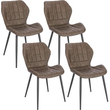 Woltu Esszimmerstühle 4er Set, Polsterstuhl, Küchenstuhl, Wohnzimmerstuhl mit Rückenlehne, gepolsterter Stuhl, Sitzfläche aus Kunstleder,