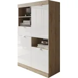 INOSIGN Highboard »Slim«, Breite 91 cm, weiß Hochglanz Lack, braun