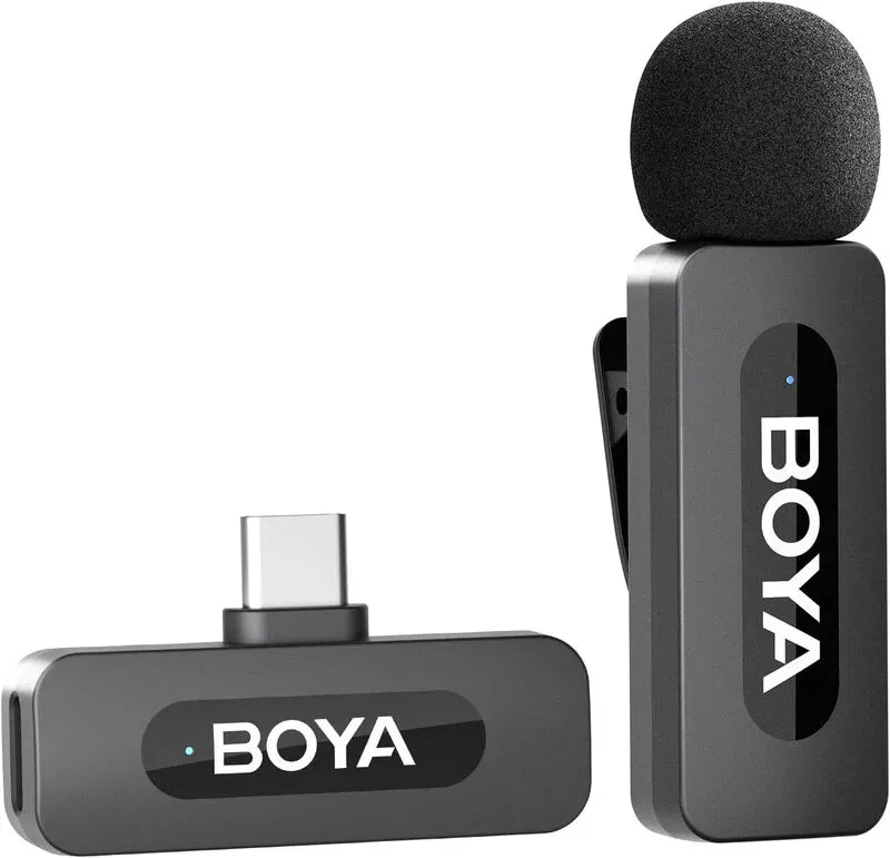 BOYA BY-V10 V2.0 USB-C Wireless Microphone for iPhone 16/17, Android with One-Click to Noise Cancellation, 9h Battery Life (1 TX+1 RX)