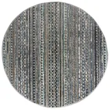 KADIMA DESIGN Strapazierfähiger Geometrischer Wohnzimmer-Teppich in Naturfarben - `Perran` Serie. Farbe: Blau, Textil, Gestreift, Rund, 160x160 cm, | Kadima Design Teppich,