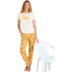 Lisca  Pyjamas/ Nachthemden Pyjama Hausanzug Hose T-Shirt SUMMER  Cheek  in Gelb, EU XL