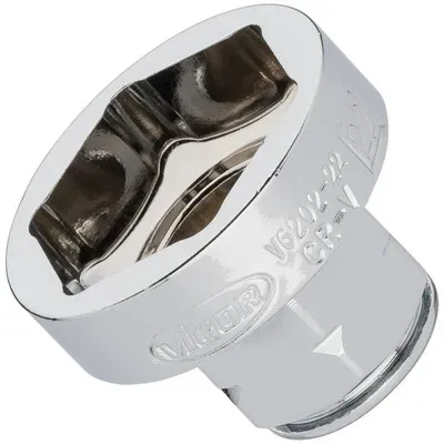 VIGOR Sechskant Steckschlüsseleinsatz ∙ superflach ∙ V6202-22 ∙ Vierkant10 mm (3/8 Zoll) ∙ Außen Sechskant Profil ∙ 22 mm