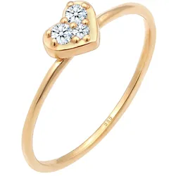 Elli DIAMONDS Herz Trio Diamant (0.075 ct.)Romantik 585 Gelbgold Ringe   Damen 