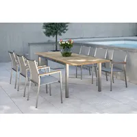 Stern Polaris Garten-Essgruppe, silbergrau, Edelstahl/Textil, 162/220 x 90 cm, 6 Pers., Teakholz