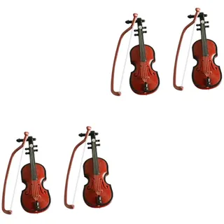 Toyvian 4 Stück Simulierte Geige Geigen-display-modell Dekorative Geigenverzierungen Violine Handwerk Puppenhaus Geige Puppenspielsets Weihnachtsschmuck Mini Abs Kunsthandwerk