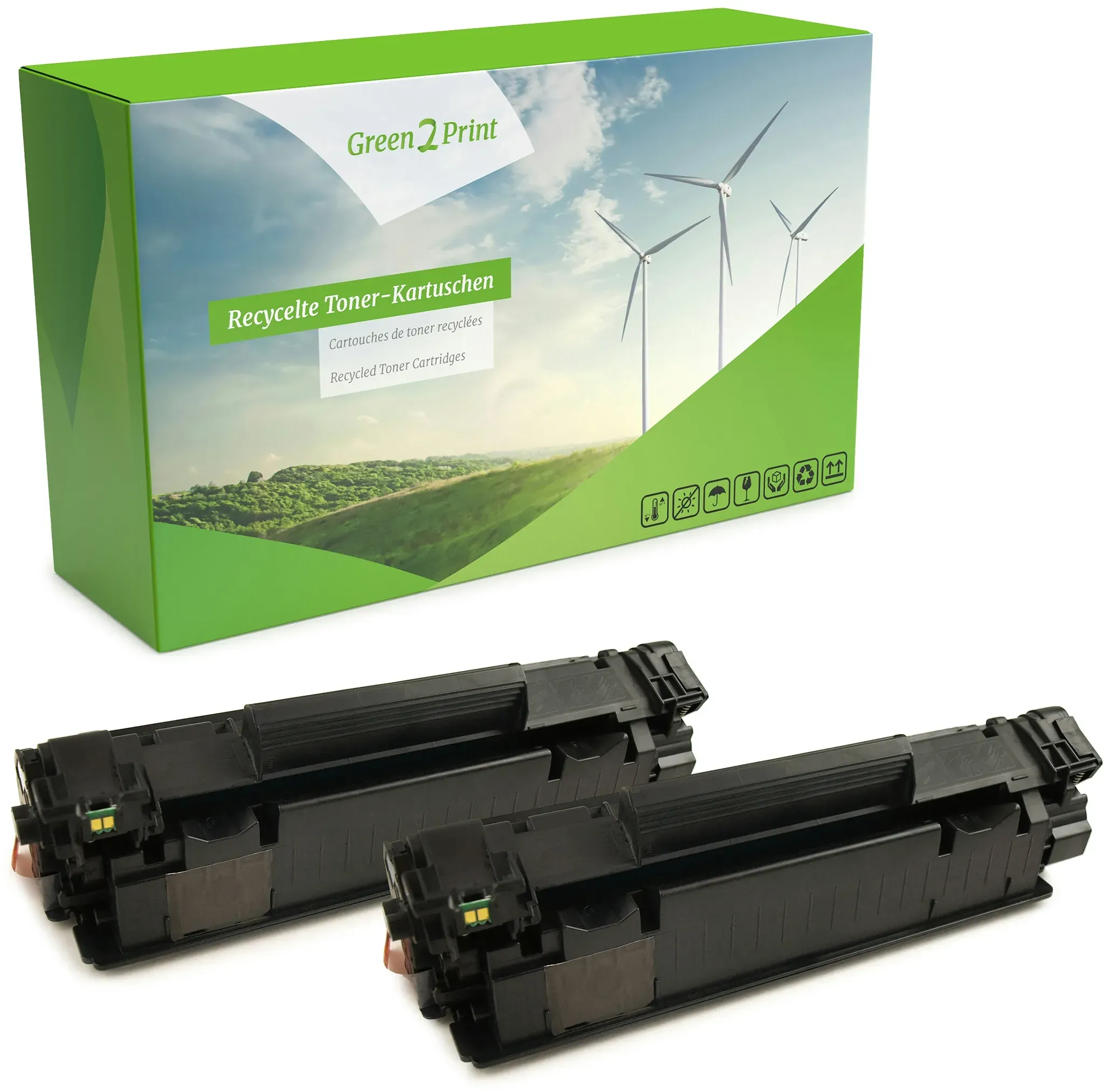 Green2Print Toner Doppelpack, 2 Kartuschen ersetzt HP CB436A, 36A passend für HP LaserJet M1120N, M1120, M1522NF, M1522N, P1505N, P1505