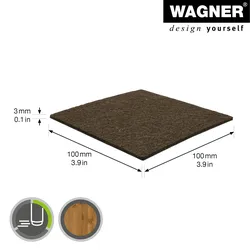 WAGNER Filz Pad - 100 x 100 x 3 mm, selbstklebend, braun, für Filzgleiter, Schutzpads oder zum Basteln - 15171299