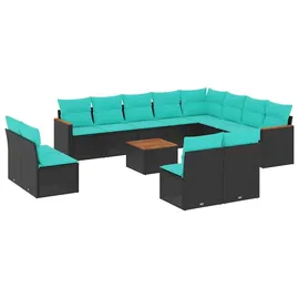 vidaXL Gartensofa-Set 13-tlg. Loungeset schwarz