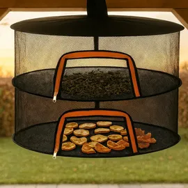 Relaxdays Trockennetz faltbar, Dörrnetz Ebenen für Kräuter, Obst, Gemüse, Fischtrockner zum Aufhängen,