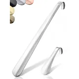 JK Trade® 2er Set STABILE Edelstahl Schuhlöffel | 15 & 42cm | Schuhanzieher Edelstahl Kurz & Lang | Schnell & Einfach | ideale Länge & Breite |Shoe horn | Business Aufhängbar - 15cm & 42cm