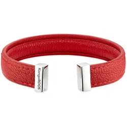 Armspange KANGAROOS "Schmuck Geschenk, LederArmkette verschiedene Farben", rot (edelstahlfarben, rot), Armbänder, Damen, Edelstahl-Leder, Edelstahl, Leder, Armspange