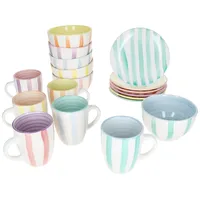 Mambocat Beach Pastello Stripes Frühstücksset 18-tlg. für 6 Personen gestreift