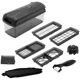 Genius Küchenhelferset Nicer Dicer, Schwarz, Kunststoff, 11-teilig, 13x11x28.5 cm, Lfgb, Reach, Kochen, Küchenhelfer, Küchenhelfer Sets