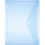FolderSys 10 x Dokumentenmappe A4 PP mit Lochrand Klettverschluss blau transparent