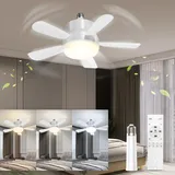 Toowell Klein Deckenventilator mit Beleuchtung Leise E27 E26 Lampe mit Ventilator Schlafzimmer,Licht mit Ventilator Deckenventilator mit Licht mit Fernbedienung 3 Farbtemperatur 6 Geschwindigkeiten