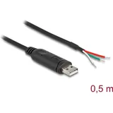 DeLock USB-Kabel USB 2.0 USB-A Stecker, offene Kabelenden 0.50m Schwarz 64242