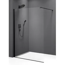 Polysan s.r.o. Polysan MODULAR SHOWER BLACK Glaswand für Wandmontage, 1-teilig, 800mm - Schwarz