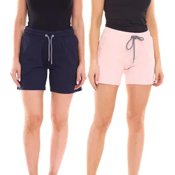 DELMAO Damen Sweat-Shorts kurze Hose mit seitlichen Eingriffstaschen in Navy oder Rosa