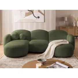 s-style möbel Wohnlandschaft Nuvola mit abgerundetem Design Grün Bouclé-Stoff
