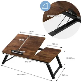 ML-Design Laptoptisch Vintage Braun Bambus höhenverstellbar, klappbar