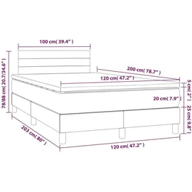 vidaXL Boxspringbett 120 x 200 cm Hellgrau